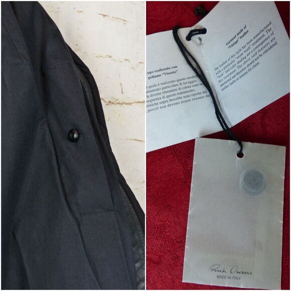 Rick Owen Distress Lamb Leather Jacket Women 6US Black Open Front Goth Y2K FLAWS - Picture 15 of 15